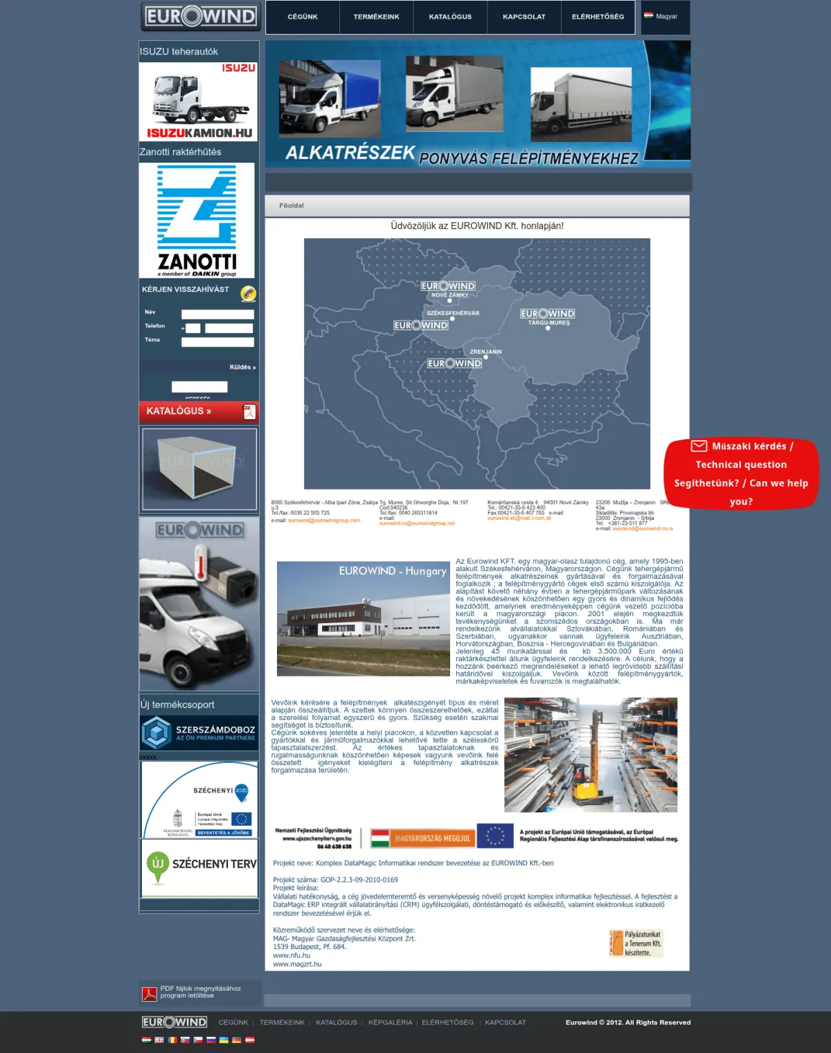 Az Eurowind Kft. régi weboldala