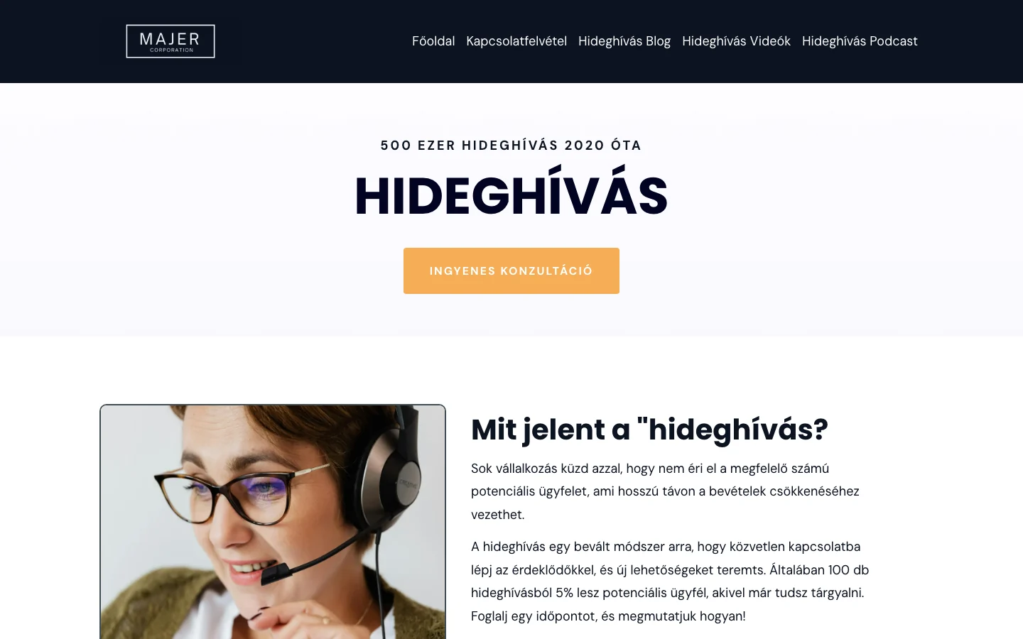 A hideghivasok.com régi, sablonból épített oldala